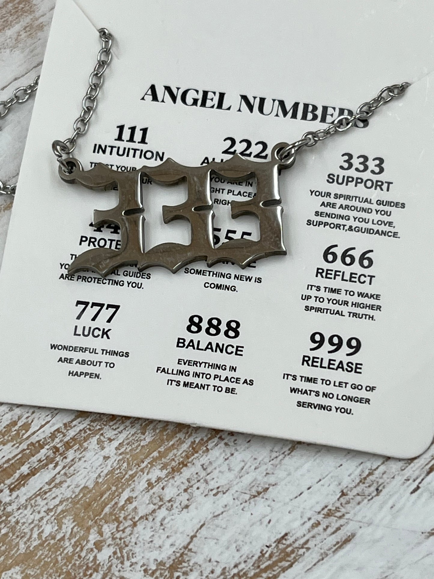 333 Angel Number Necklace - Silver