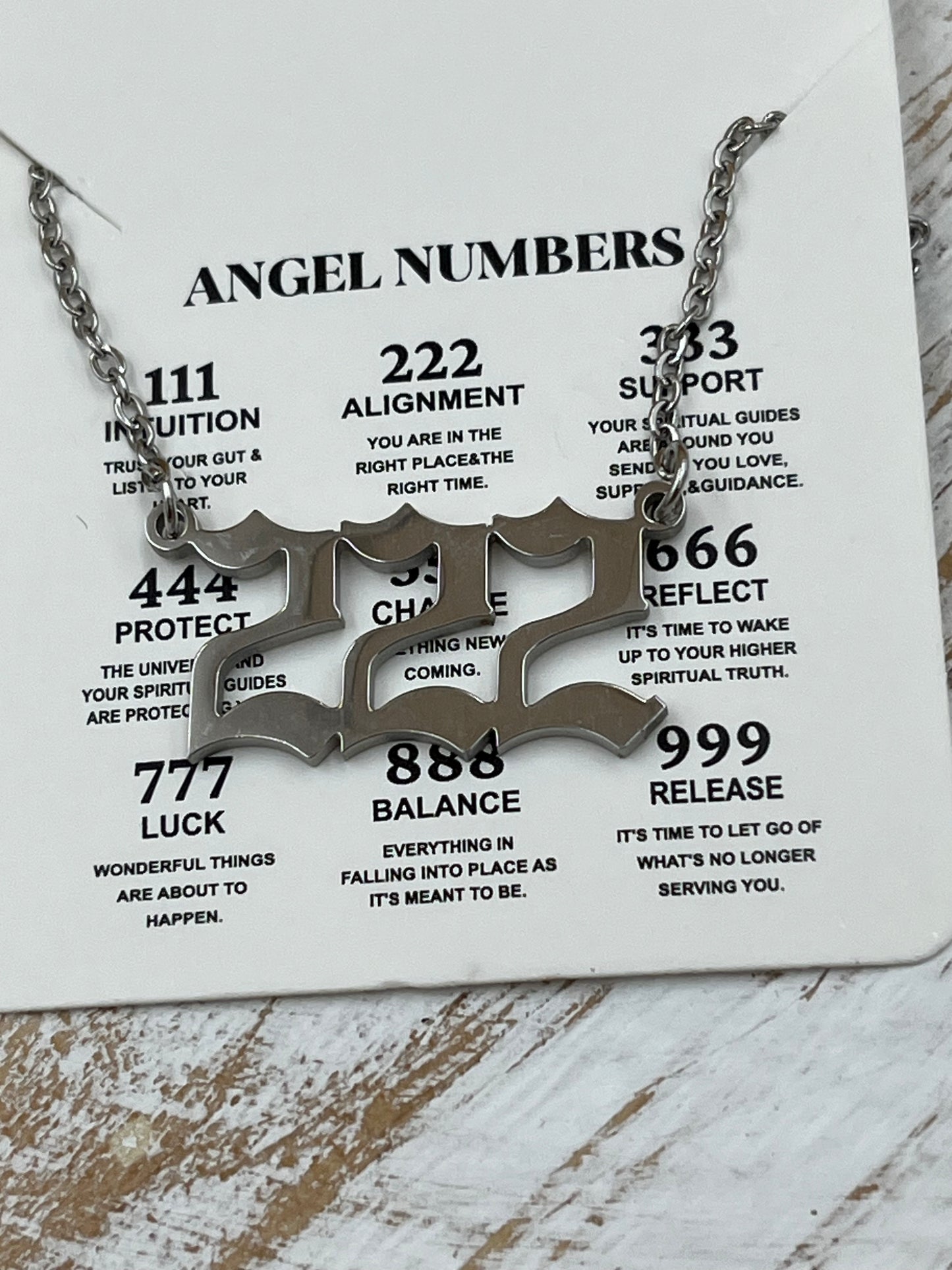 222 Angel Number Necklace - Silver