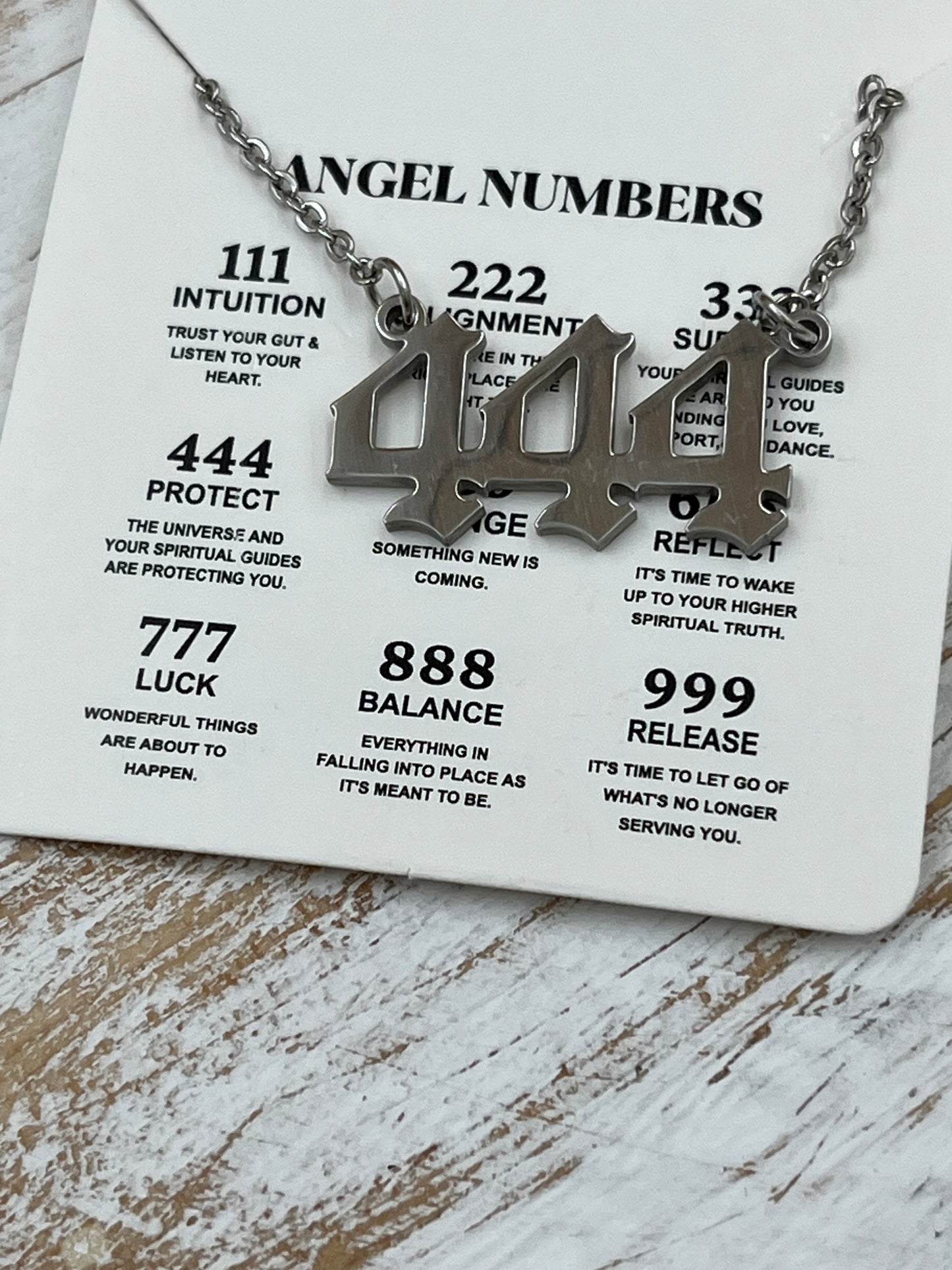 444 Angel Number Necklace - Silver
