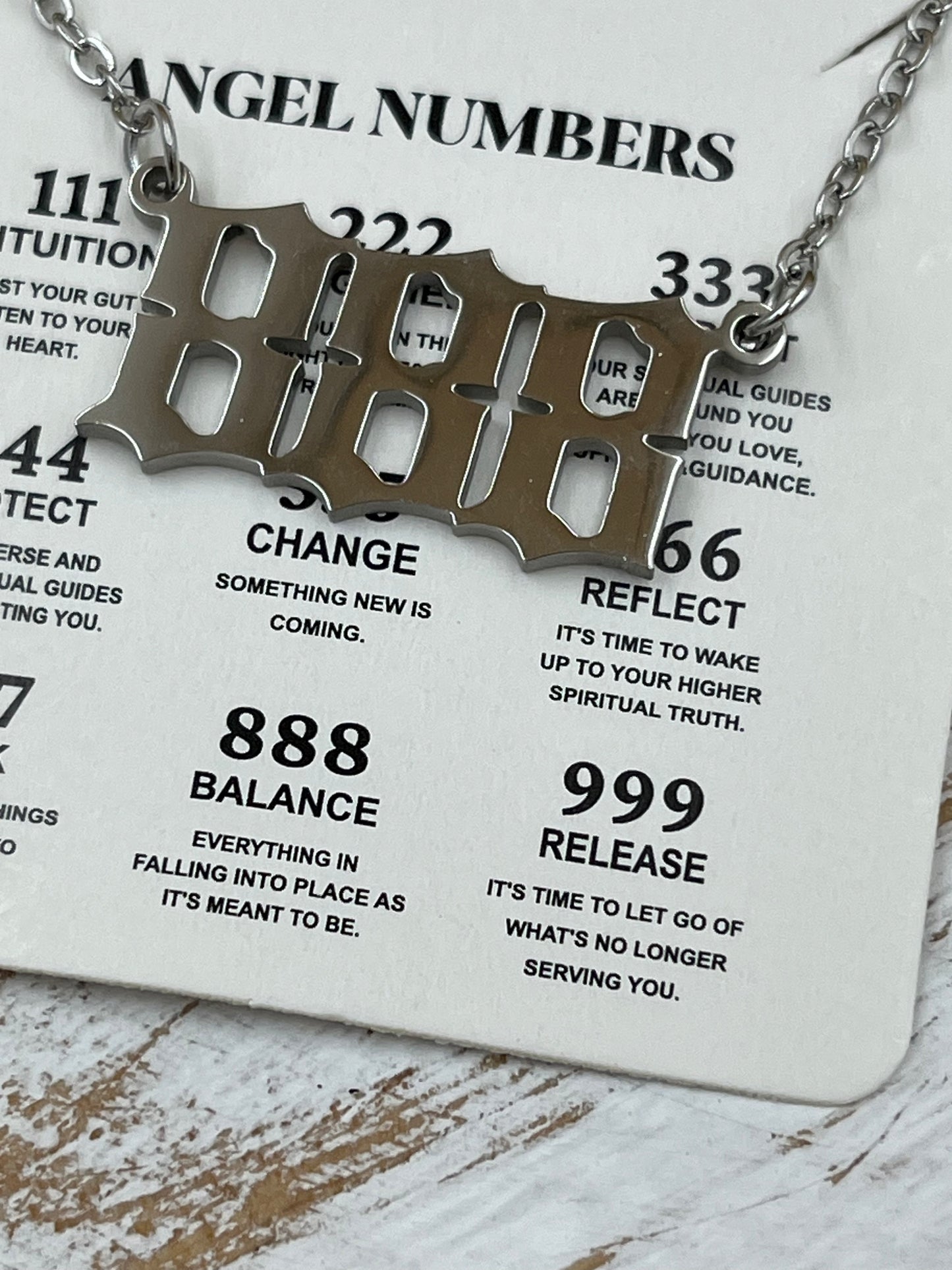 888 Angel Number Necklace - Silver