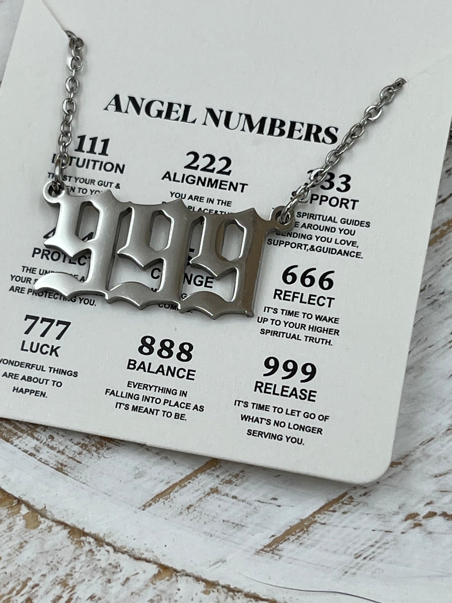 999 Angel Number Necklace - Silver