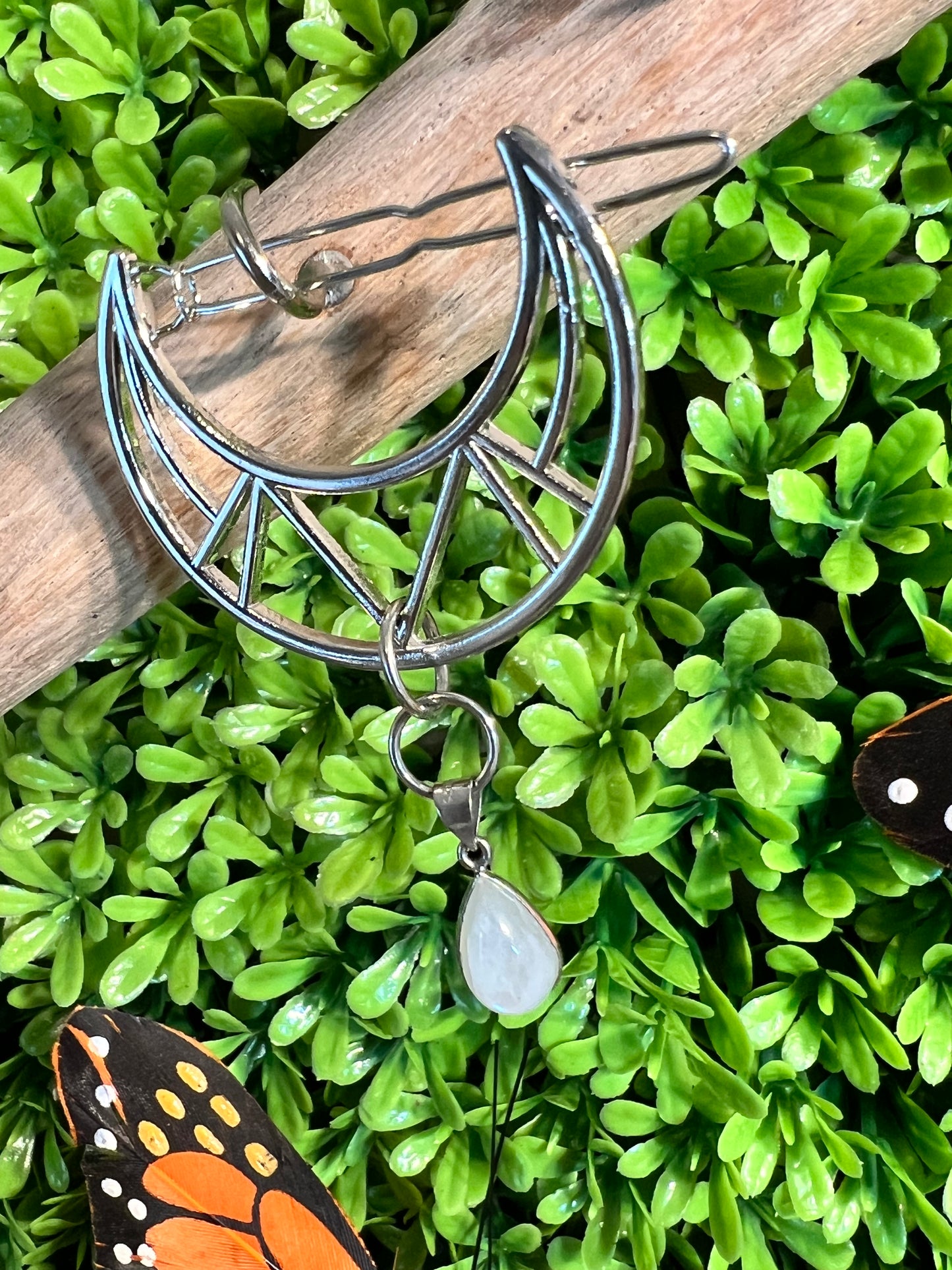 Half Moonstone Hair Clip
