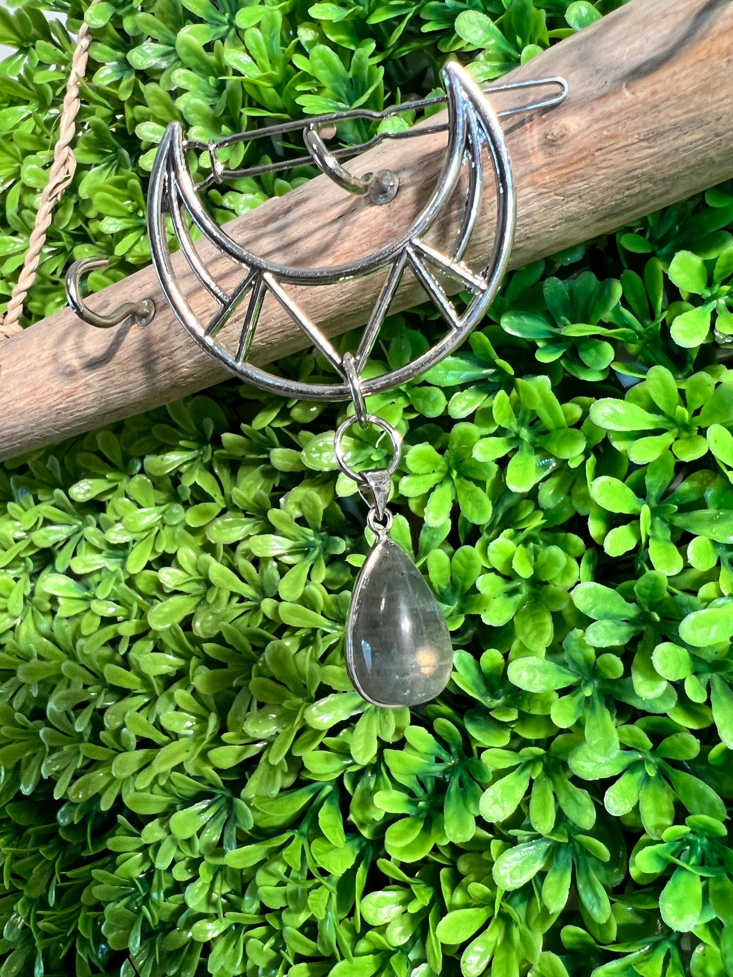 Labradorite Half Moon hair Clip