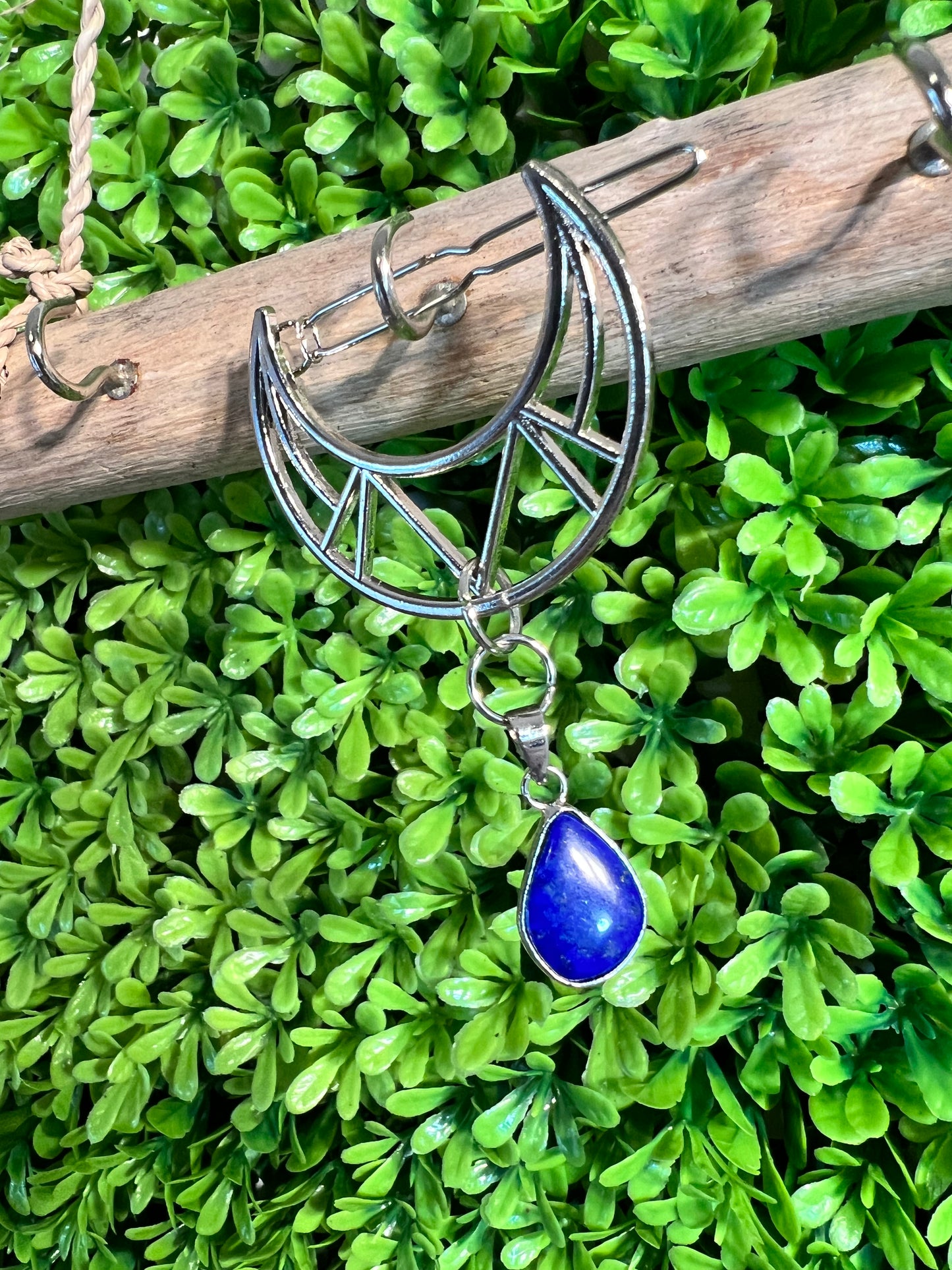 Lapis Lazuli Half Moon Hair Clip